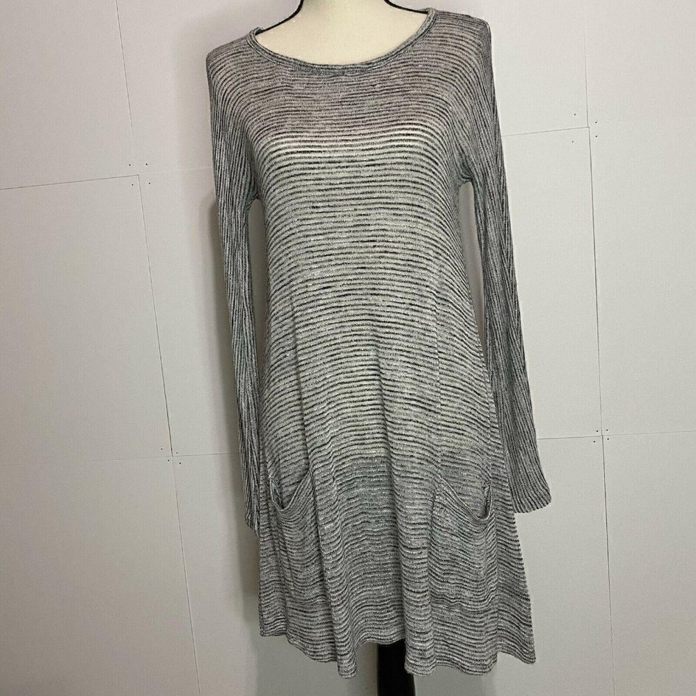 BB Dakota Womens Sz Small Dress Gray Striped Tunic Long Sleeve